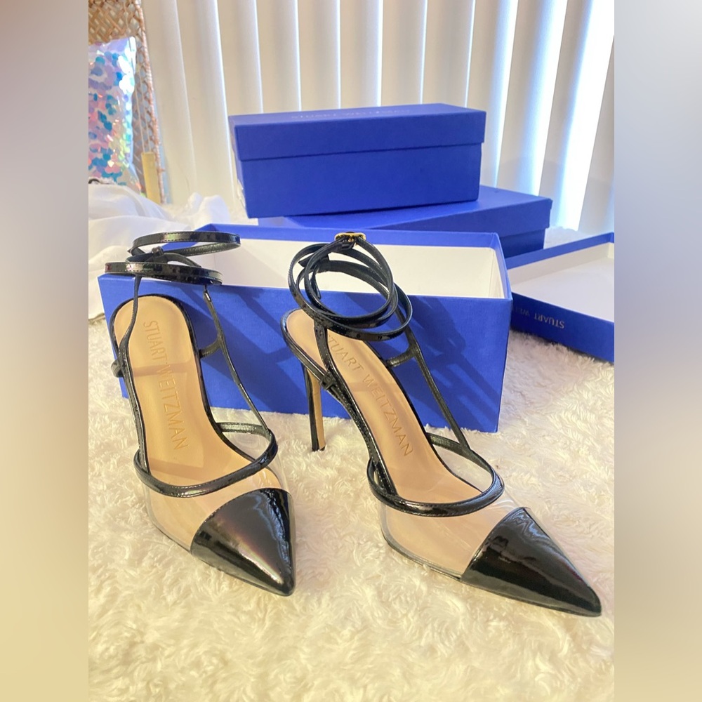 Stuart Weitzman Black Patent Leather PVC Pumps - Rocker Chic